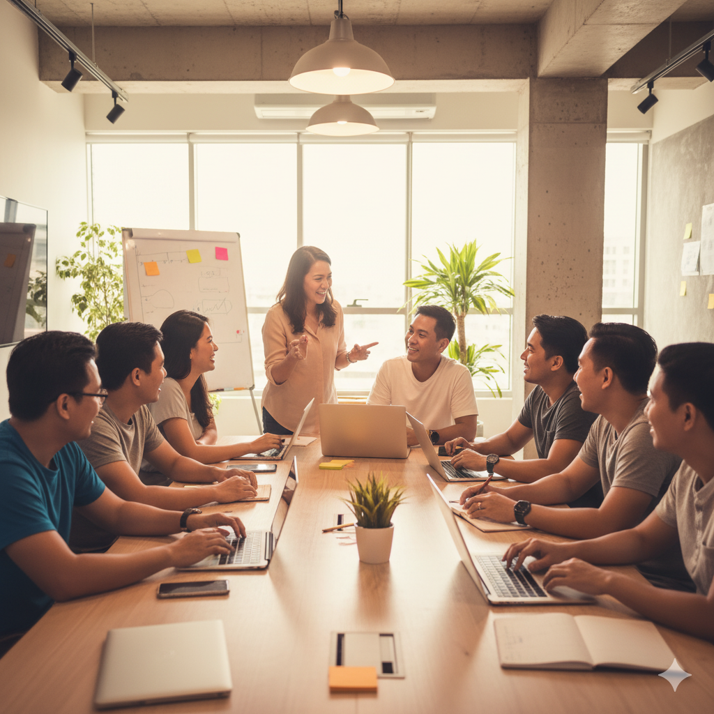 Iskaparate President smiling with a group of female entrepreneurs